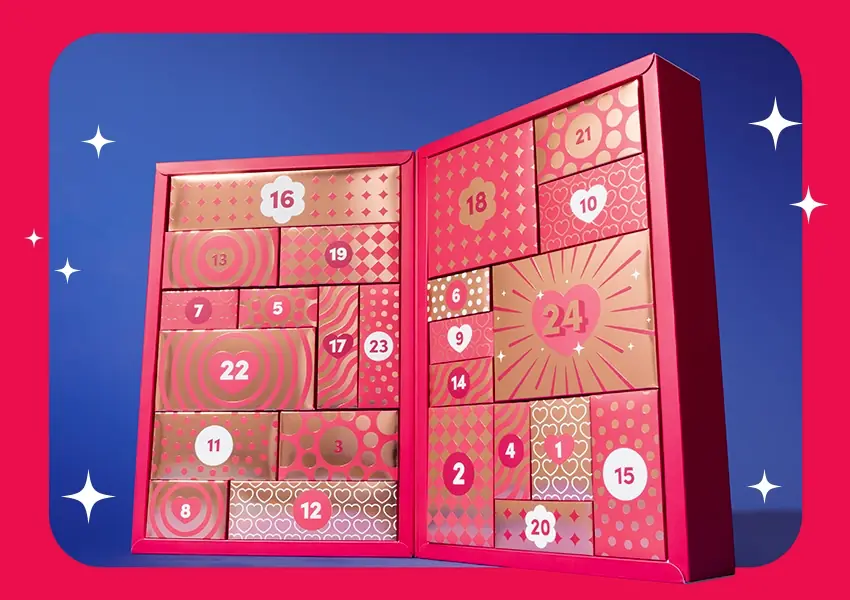 Colorful advent calendar gift collection
